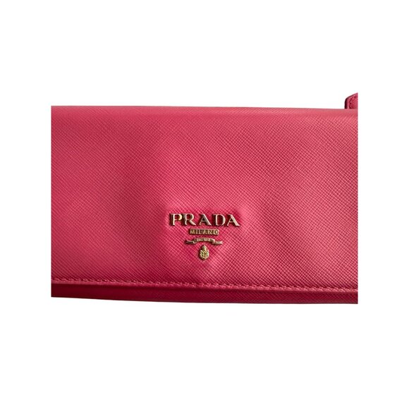 PRADA Pink Geranio Saffiano Leather Clutch Long Wallet - Picture 2 of 8